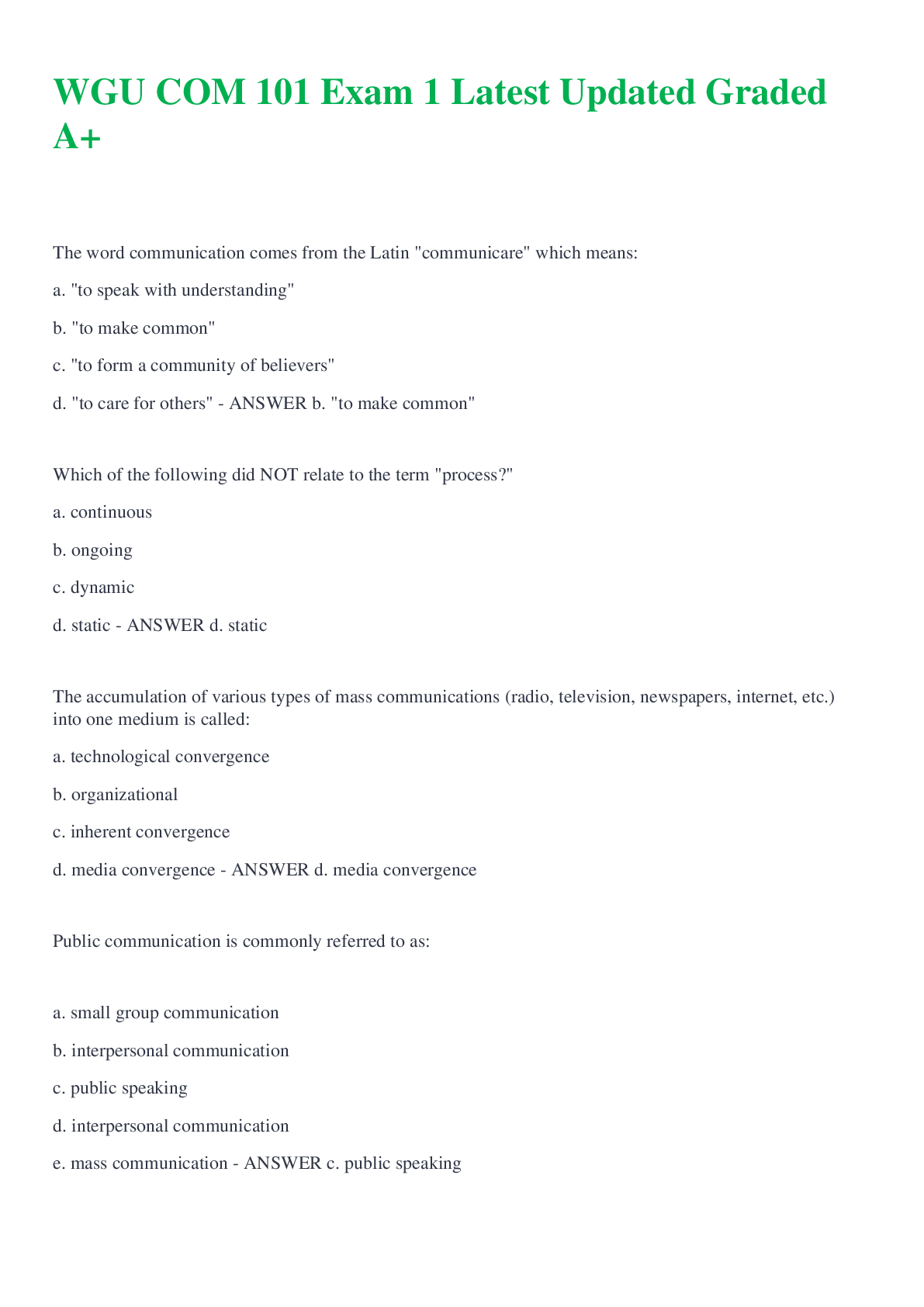 Preview image for WGU COM 101 Exam 1 Latest Updated Graded A+